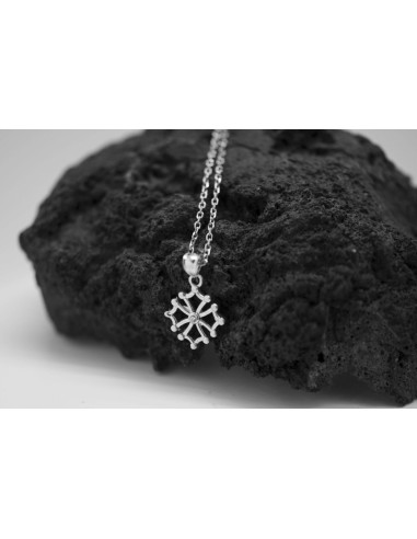 PENDENTIF CROIX OCCITANE ARGENT RHODIÉ 925 ET OXYDE ZIRCONIUM 13 MM