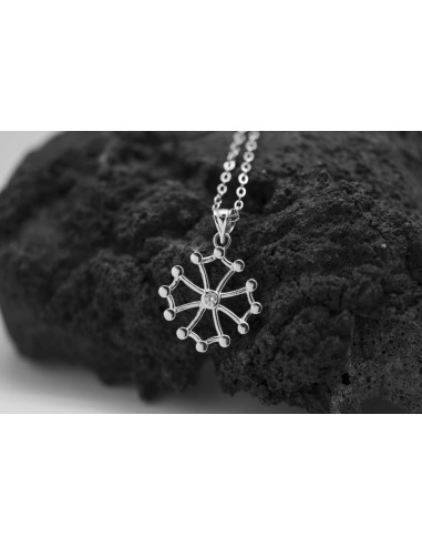 PENDENTIF CROIX OCCITANE ARGENT RHODIÉ 925 ET OXYDE ZIRCONIUM 13 MM
