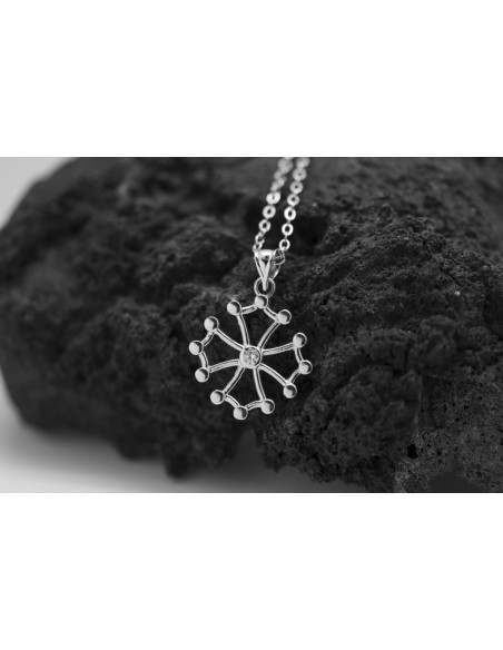 PENDENTIF CROIX OCCITANE ARGENT RHODIÉ 925 ET OXYDE ZIRCONIUM 13 MM