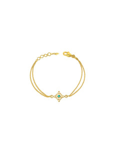 BRACELET CHAÎNE NŒUD DE SORCIÈRE PLAQUÉ OR 18K ET OXYDE DE ZIRCONIUM BLEU