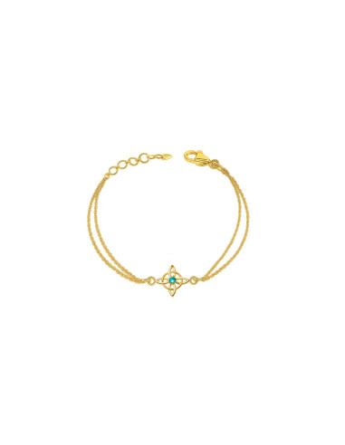 BRACELET CHAÎNE NŒUD DE SORCIÈRE PLAQUÉ OR 18K ET OXYDE DE ZIRCONIUM BLEU