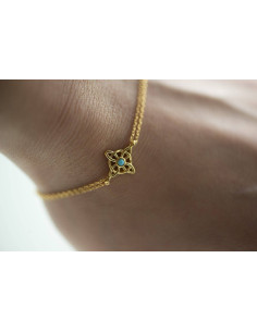 BRACELET CHAÎNE NŒUD DE SORCIÈRE PLAQUÉ OR 18K ET OXYDE DE ZIRCONIUM BLEU 2