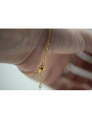 BRACELET CHAÎNE NŒUD DE SORCIÈRE PLAQUÉ OR 18K ET OXYDE DE ZIRCONIUM BLEU