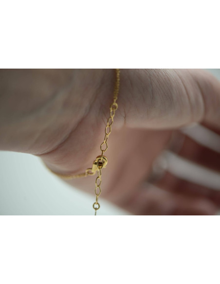 BRACELET CHAÎNE NŒUD DE SORCIÈRE PLAQUÉ OR 18K ET OXYDE DE ZIRCONIUM BLEU