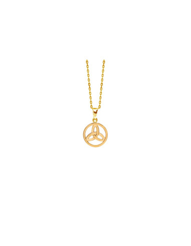 PENDENTIF TRIQUÈTE CELTE PLAQUÉ OR 18K 14 MM - CHAINE EN ACIER