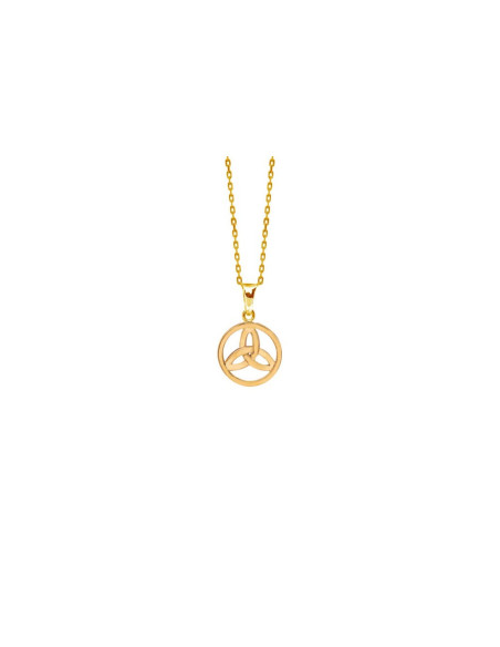 PENDENTIF TRIQUÈTE CELTE PLAQUÉ OR 18K 14 MM - CHAINE EN ACIER