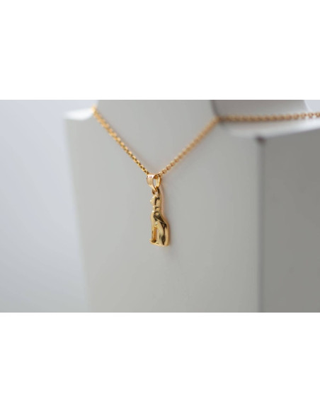 PENDENTIF CHAT EGYPTE PLAQUÉ OR 18K - CHAINE EN ACIER