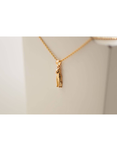 PENDENTIF CHAT SACRÉE EGYPTE PLAQUÉ OR 18K - CHAINE EN ACIER