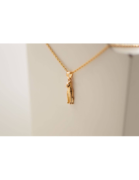 PENDENTIF CHAT SACRÉE EGYPTE PLAQUÉ OR 18K - CHAINE EN ACIER