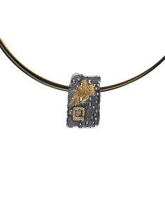 PENDENTIF DIAMANT BRUT ARGENT 925 PL OR 2M