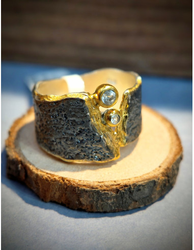 BAGUE SAPHIR BLANC T57 ARGENT 925 PL OR 2M