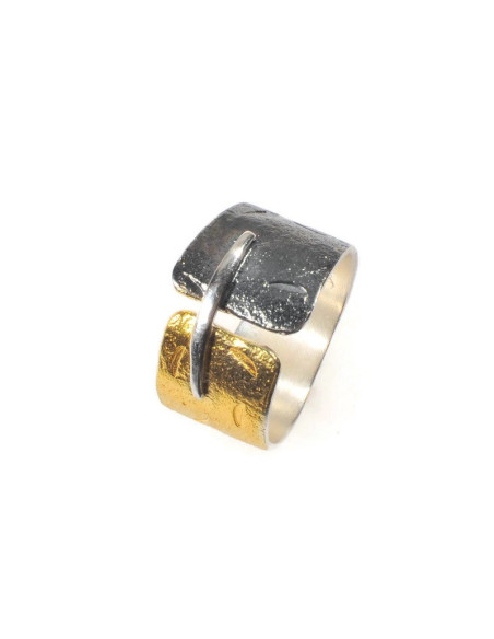 BAGUE ARGENT 925 PL OR 2M T57