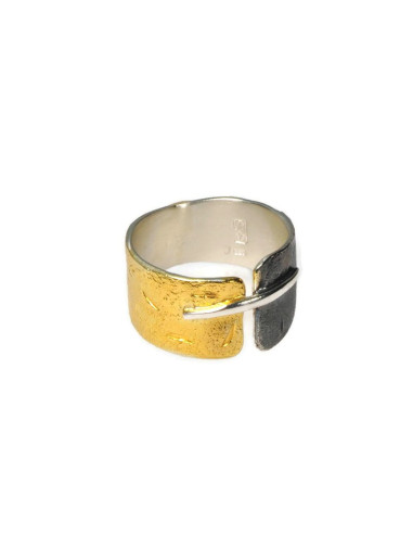 BAGUE ARGENT 925 PL OR 2M T57