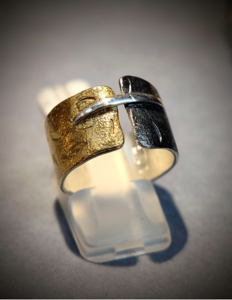 BAGUE ARGENT 925 PL OR 2M T57