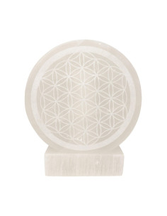 LAMPE DIVERSLAMPE SELENITE FLEUR DE VIE 15CM