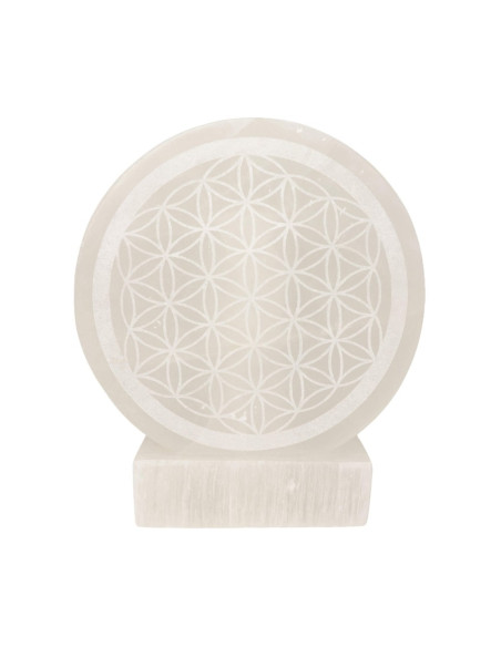 LAMPE DIVERSLAMPE SELENITE FLEUR DE VIE 15CM