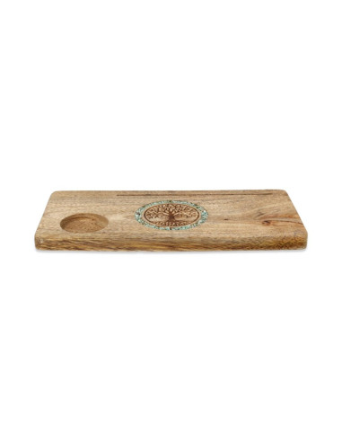PORTE CARTE ARBRE DE VIE AMAZONITE - BOIS DE MANGUIER - 21.5 CM