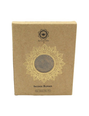 BRÛLEUR D'ENCENS EN BOIS DE MANGUIER 7 CHAKRAS & FLEUR DE VIE 10 CM