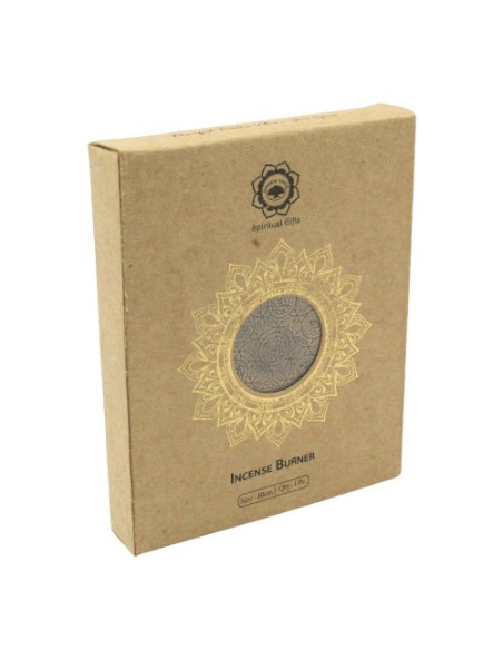 BRÛLEUR D'ENCENS EN BOIS DE MANGUIER 7 CHAKRAS & FLEUR DE VIE 10 CM
