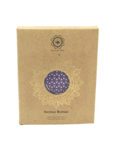 BRÛLEUR D'ENCENS EN BOIS FLEUR DE VIE VIOLETTE 10 CM 2