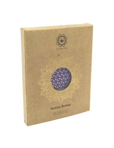 BRÛLEUR D'ENCENS EN BOIS FLEUR DE VIE VIOLETTE 10 CM