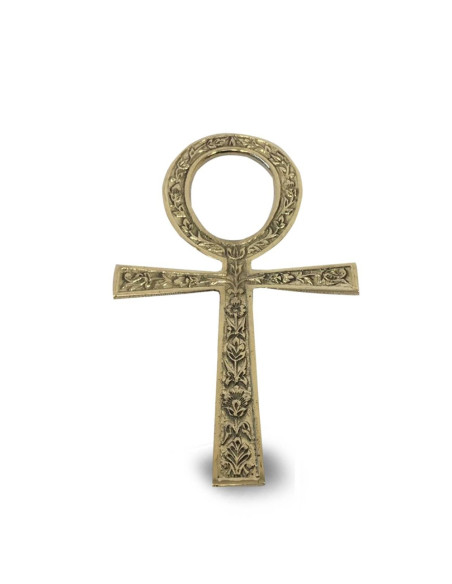 ANKH SUSPENDU EMBOSSÉ, 25 CM LAITON