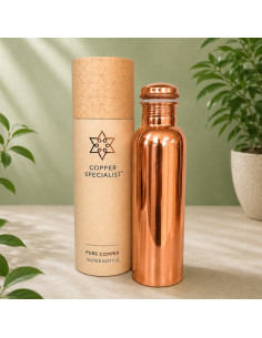 BOUTEILLE D'EAU EN CUIVRE PUR – POLIE ET LISSE – 950ML/330 G