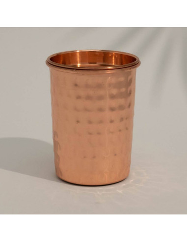 GOBELET EN CUIVRE PUR MARTELÉ AVEC COUVERCLE – 300 ML (± 140 G)