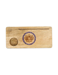 PORTE-CARTES LOTUS AMÉTHYSTE BOIS DE MANGUIER