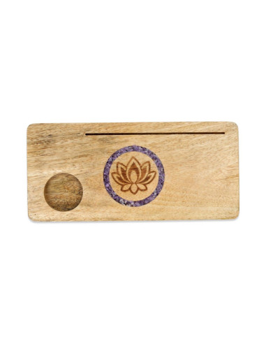 PORTE-CARTES LOTUS AMÉTHYSTE BOIS DE MANGUIER