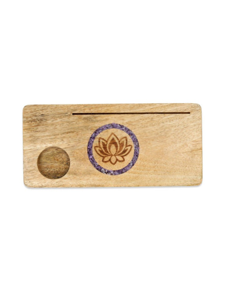 PORTE-CARTES LOTUS AMÉTHYSTE BOIS DE MANGUIER