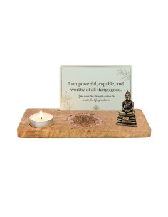 PORTE-CARTES MANDALA QUARTZ ROSE BOIS DE MANGUIER