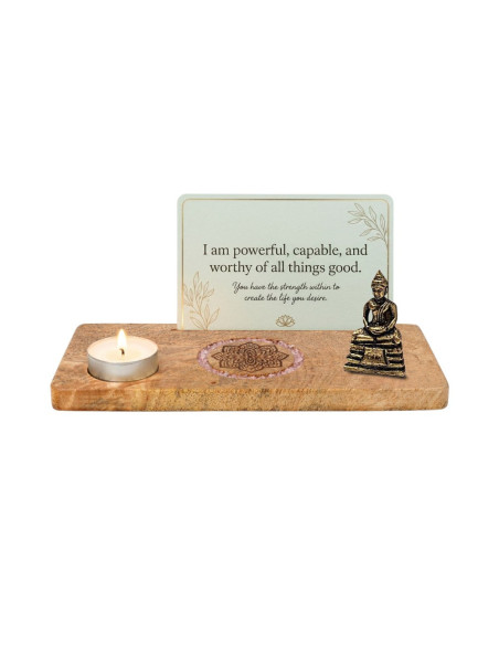 PORTE-CARTES MANDALA QUARTZ ROSE BOIS DE MANGUIER
