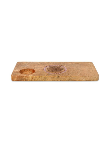 PORTE-CARTES MANDALA QUARTZ ROSE BOIS DE MANGUIER