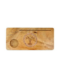 PORTE-CARTES PHASES LUNAIRES PIERRE DE LUNE ROSE BOIS DE MANGUIER