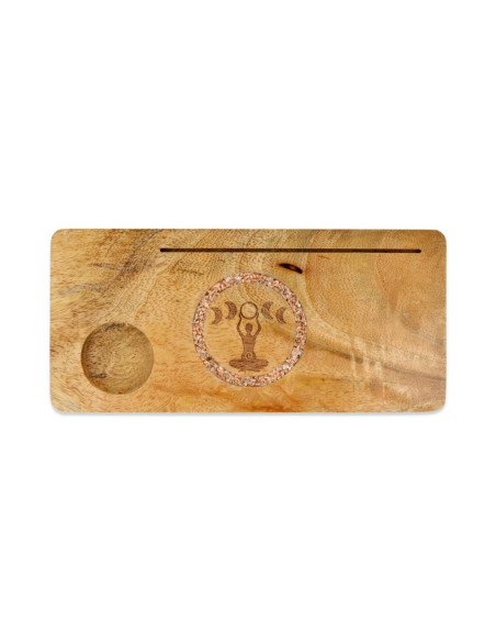 PORTE-CARTES PHASES LUNAIRES PIERRE DE LUNE ROSE BOIS DE MANGUIER