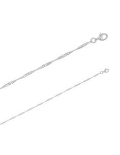 CHAÎNE 45CM MAILLE SINGAPOUR EN ARGENT 925/1000 RHODIÉ