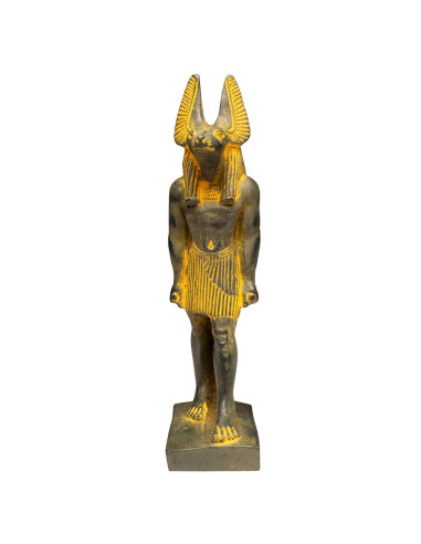 ANUBIS COULEUR OR ANTIQUE GRAND - 17.8CM - DIEU ÉGYPTIEN - FABRIQUÉ EN ÉGYPTE