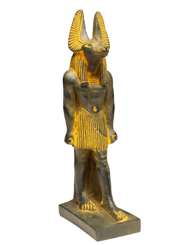 ANUBIS COULEUR OR ANTIQUE GRAND - 17.8CM - DIEU ÉGYPTIEN - FABRIQUÉ EN ÉGYPTE