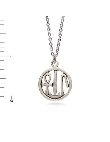PENDENTIF SANTÉ, VIE & BONHEUR ÉGYPTIEN, LONGUEUR CHAINE 45CM - ETAIN PLAQUE RHODIUM