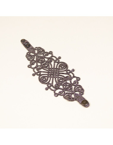 BRACELET CUIR ETHNIQUE ARABESQUE BRUN