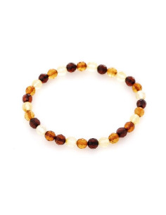 BRACELET BOULE FACETEE 5MM AMBRE MULTICOLORE