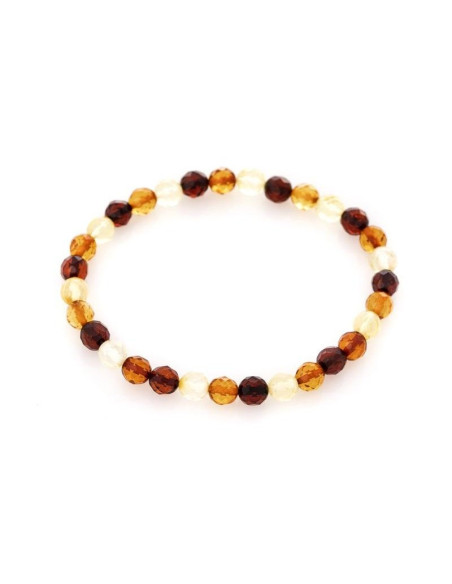 BRACELET BOULE FACETEE 5MM AMBRE MULTICOLORE