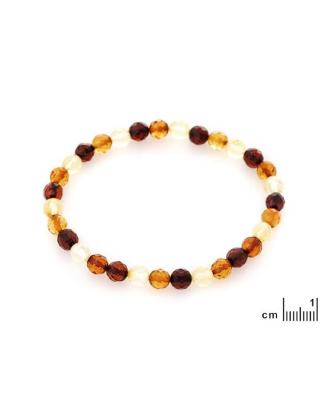BRACELET BOULE FACETEE 5MM AMBRE MULTICOLORE