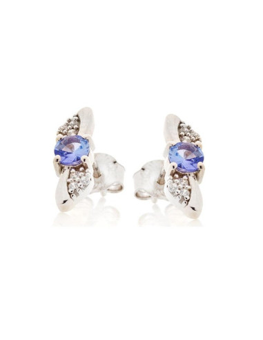 BOUCLES D'OREILLES AVEC TANZANITE BLEUE NATURELLE, EN ARGENT RHODIÉ 925