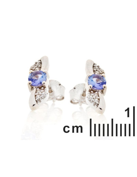 BOUCLES D'OREILLES AVEC TANZANITE BLEUE NATURELLE, EN ARGENT RHODIÉ 925