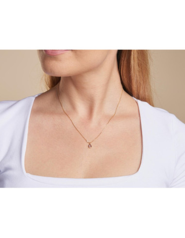 COLLIER AVEC AMÉTHYSTE ET PERLES, EN ARGENT DORÉ 925, LONGUEUR 40 + 5 CM