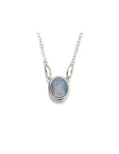 COLLIER 42+3CM ARGENT 925 OPALE DOUBLET 0,80