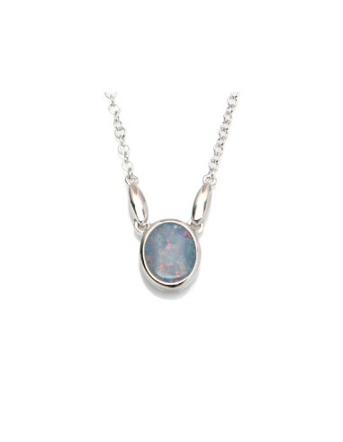 COLLIER 42+3CM ARGENT 925 OPALE DOUBLET 0,80