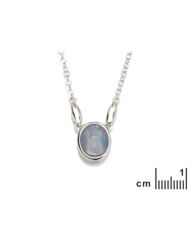 COLLIER 42+3CM ARGENT 925 OPALE DOUBLET 0,80
